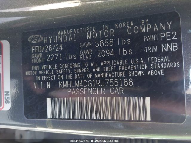 KMHLM4DG1RU755188 Hyundai ELANTRA SEL