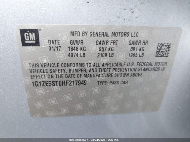 1G1ZE5ST0HF217949 Chevrolet MALIBU 1LT