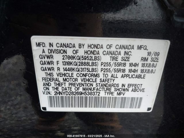 2009 ACURA MDX 2HNYD28269H530372 Photo 8