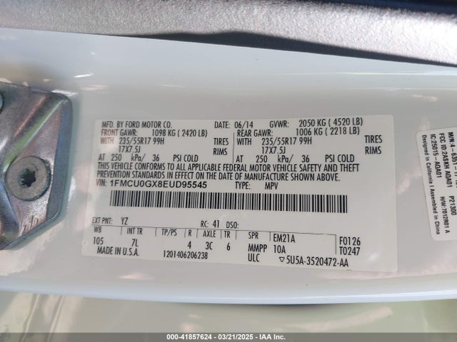 1FMCU0GX8EUD95545 Ford ESCAPE SE