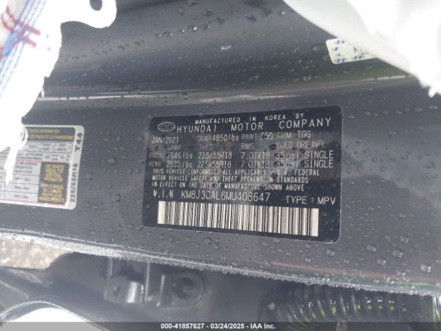 2021 HYUNDAI TUCSON KM8J3CAL6MU408647 Photo 8