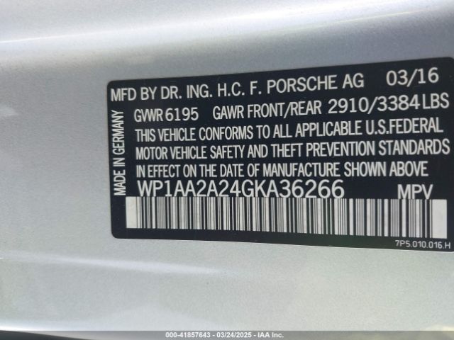 WP1AA2A24GKA36266 Porsche Cayenne