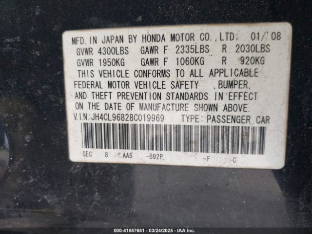 2008 ACURA TSX JH4CL96828C019969 Photo 8