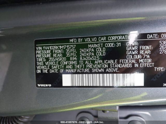 2021 VOLVO XC60 YV4102RK1M1715757 Photo 8