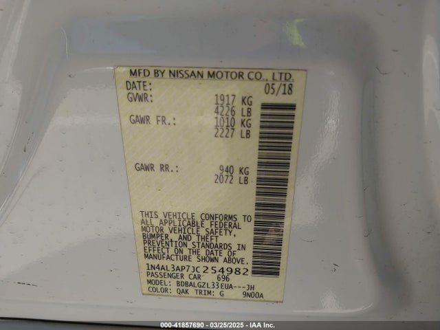 1N4AL3AP7JC254982 Nissan Altima 2.5 S