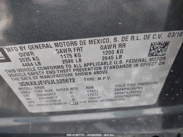 Chevrolet EQUINOX LT 2018 3GNAXJEV9JL325672 Image 9