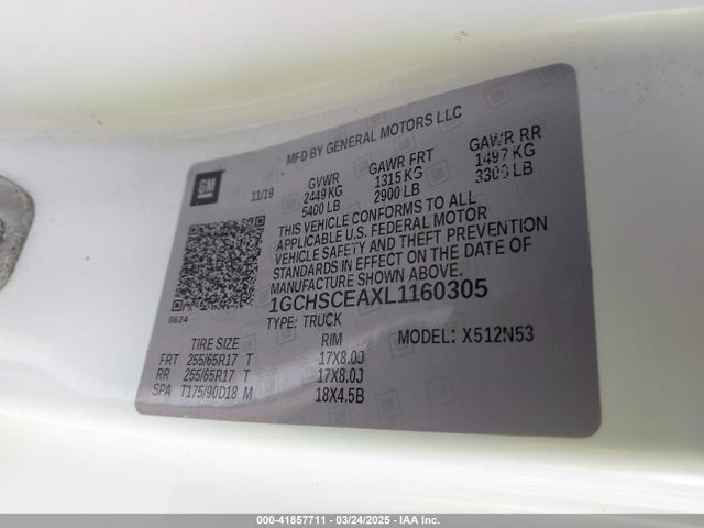 1GCHSCEAXL1160305 Chevrolet Colorado 2wd  Long Box Lt
