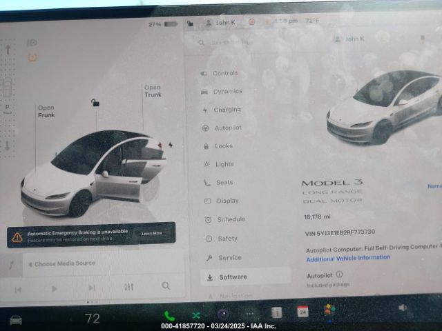 5YJ3E1EB2RF773730 Tesla Model 3 Long Range Dual Motor All-wheel Drive