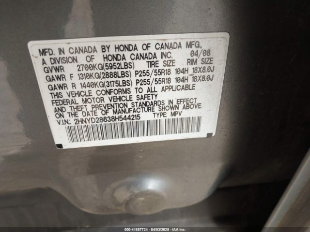 2008 ACURA MDX 2HNYD28638H544215 Photo 8