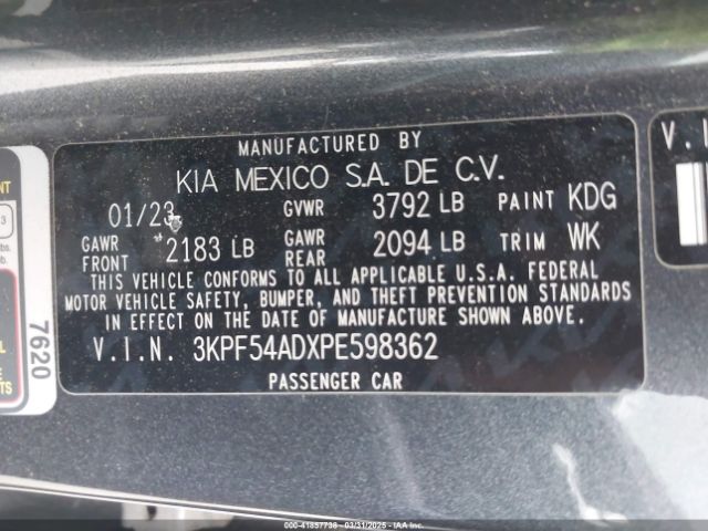 3KPF54ADXPE598362 KIA Forte Gt-line