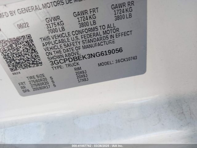 2022 CHEVROLET SILVERADO 1500 3GCPDBEK3NG619056 Photo 8