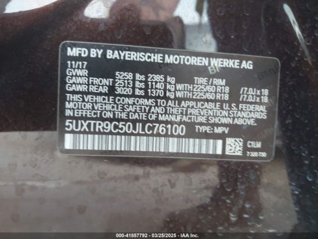 5UXTR9C50JLC76100 BMW X3 Xdrive30i