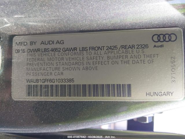 WAUB1GFF6G1033385 Audi S3 2.0t Premium Plus