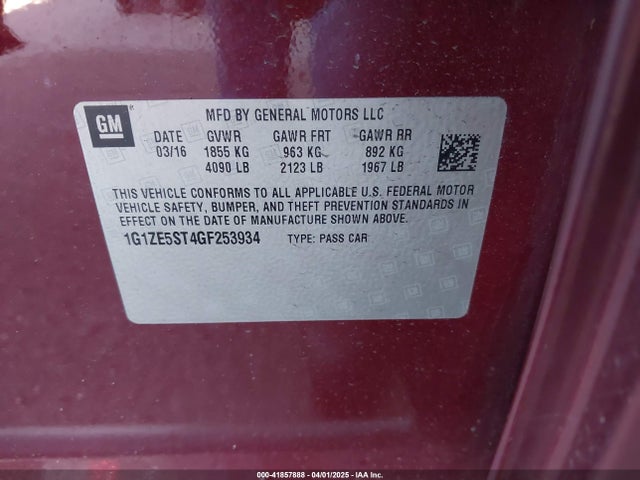 1G1ZE5ST4GF253934 Chevrolet MALIBU 1LT