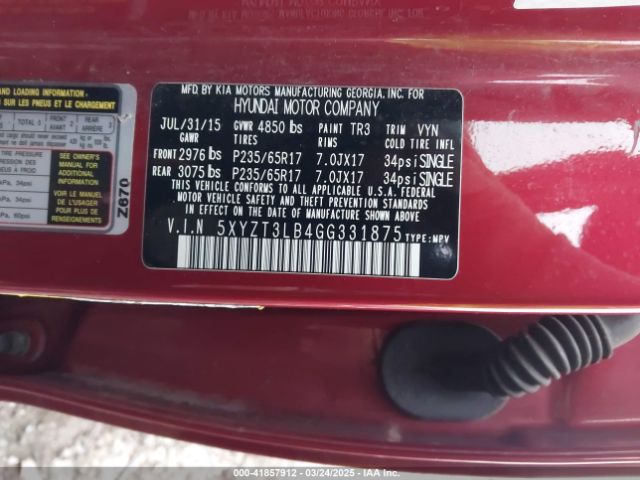 5XYZT3LB4GG331875 Hyundai Santa Fe Sport 2.4l