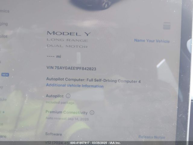 7SAYGAEE1PF842823 Tesla Model Y