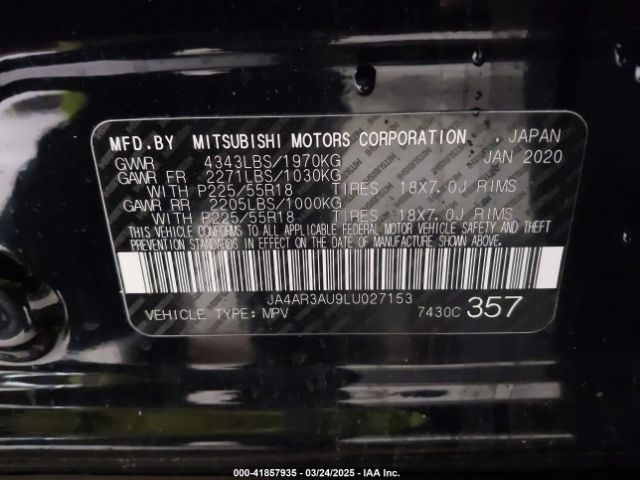 JA4AR3AU9LU027153 Mitsubishi Outlander Sport 2.0 Es Awc