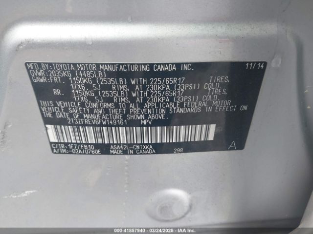 2T3ZFREV6FW149161 Toyota RAV4 LE