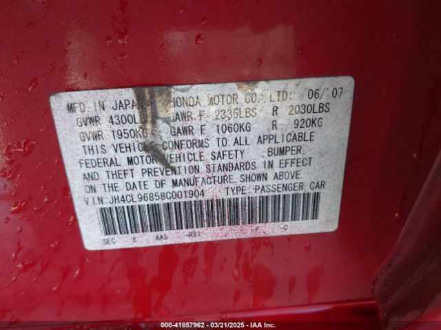 2008 ACURA TSX JH4CL96858C001904 Photo 8