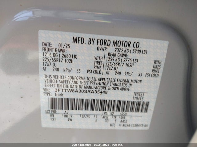 3FTTW8A30SRA35448 Ford Maverick Xl