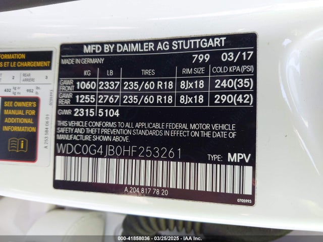 WDC0G4JB0HF253261 Mercedes-Benz GLC 300