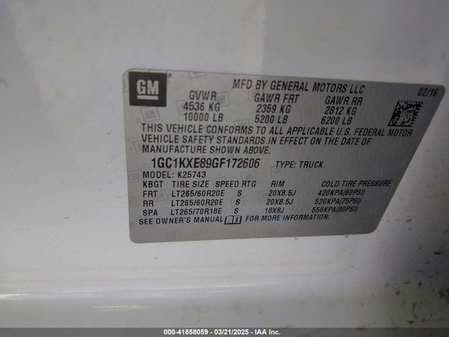 1GC1KXE89GF172606 Chevrolet lml - pti, duramax