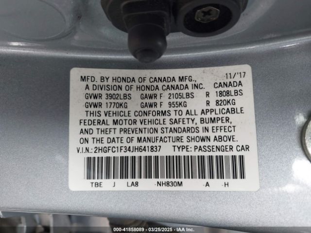 2HGFC1F34JH641837 Honda Civic Ex-t