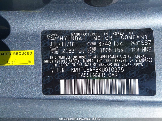Hyundai Veloster 2.0 2019 KMHTG6AF8KU010975 Image 9