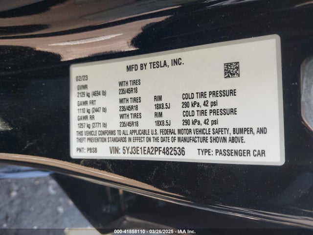 2023 TESLA MODEL 3 5YJ3E1EA2PF482536 Photo 8