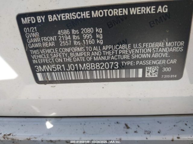 3MW5R1J01M8B82073 BMW 330I
