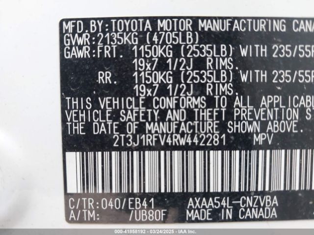 2T3J1RFV4RW442281 Toyota Rav4 Adventure