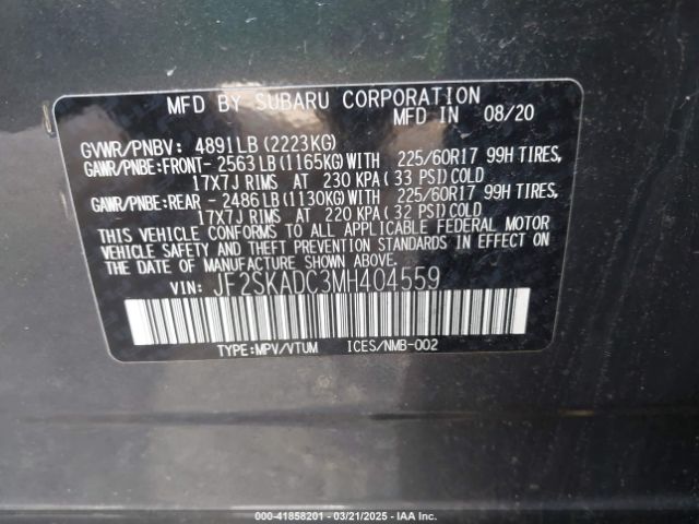 JF2SKADC3MH404559 Subaru Forester