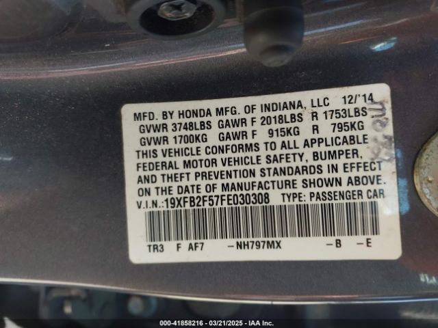 19XFB2F57FE030308 Honda Civic Lx
