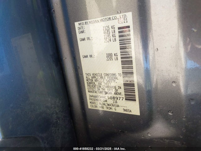 1N4AA6CV4MC508977 Nissan Maxima Sv Xtronic Cvt