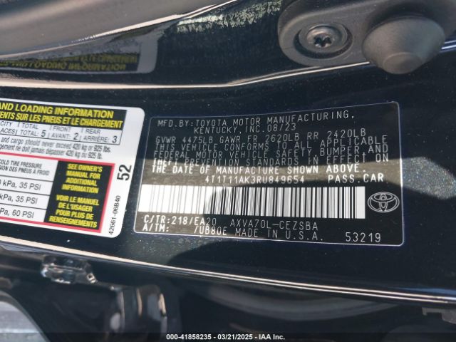4T1T11AK3RU849654 Toyota CAMRY SE
