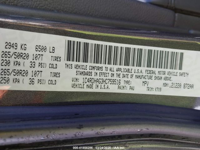2017 DODGE DURANGO 1C4RDHAG3HC759516 Photo 8