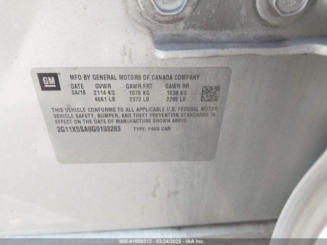 2G11X5SA8G9193283 Chevrolet Impala 1fl