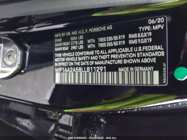 2020 PORSCHE MACAN WP1AA2A58LLB11291 Photo 8