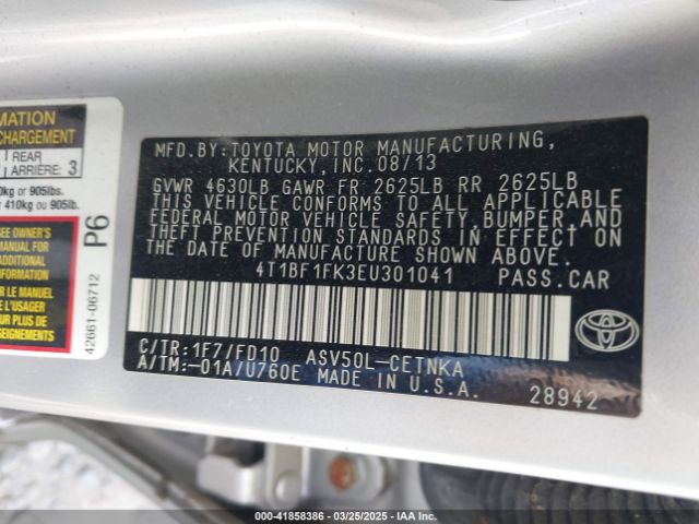 4T1BF1FK3EU301041 Toyota CAMRY LE