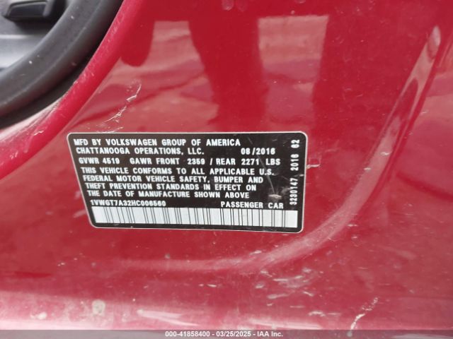 1VWGT7A32HC006560 Volkswagen Passat 1.8t Se