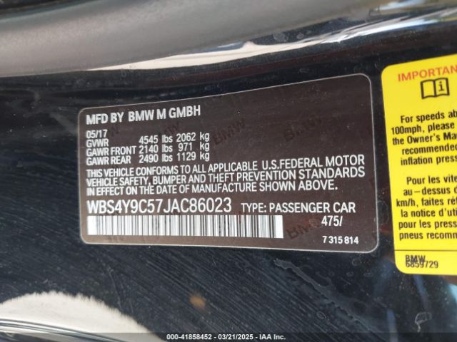 WBS4Y9C57JAC86023 BMW M4