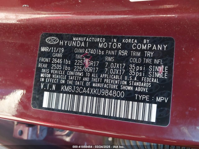 KM8J3CA4XKU984800 Hyundai Tucson Value