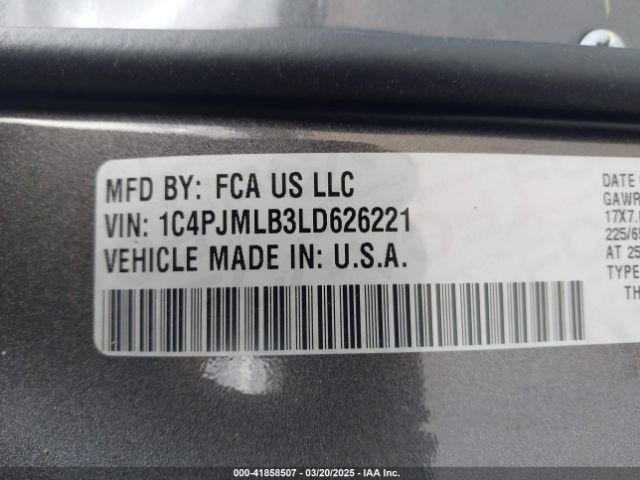1C4PJMLB3LD626221 Jeep Cherokee Latitude Plus 4x4