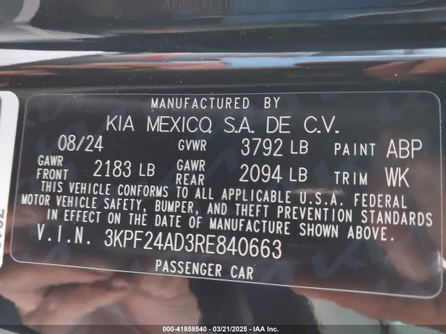 3KPF24AD3RE840663 KIA Forte Lxs