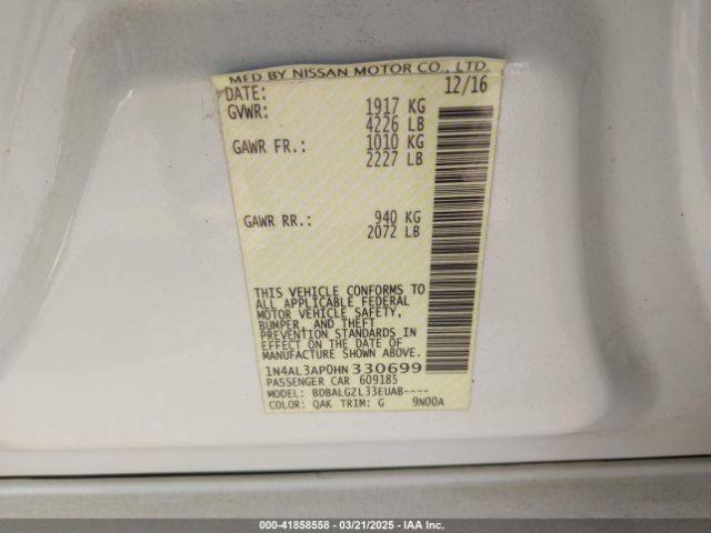 1N4AL3AP0HN330699 Nissan Altima
