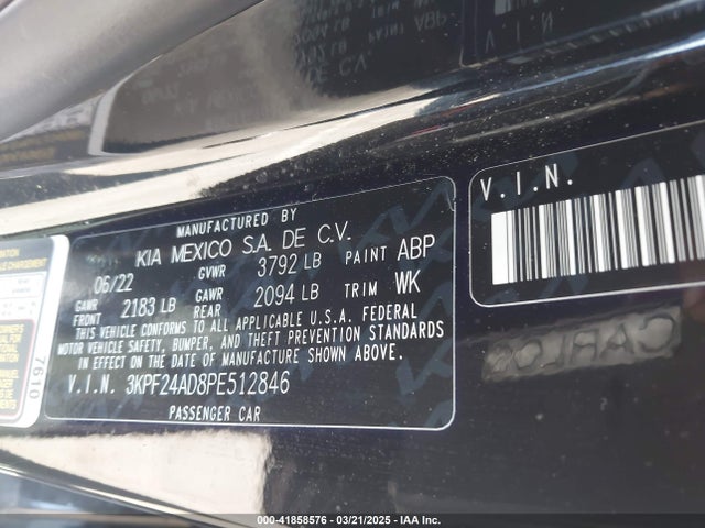 3KPF24AD8PE512846 KIA Forte Lxs