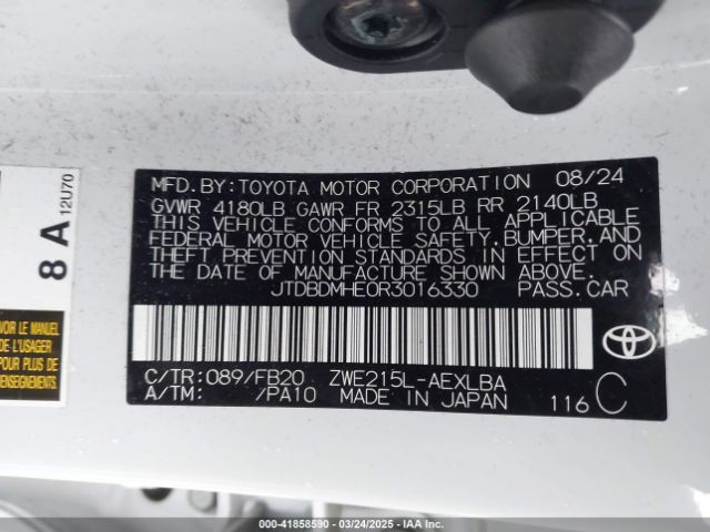 JTDBDMHE0R3016330 Toyota Corolla Hybrid Le