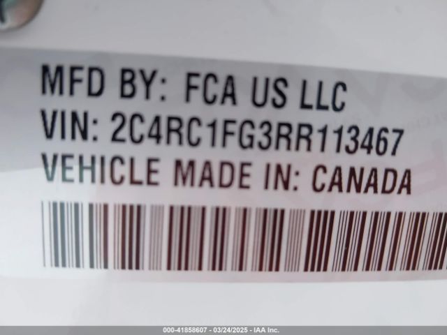 2C4RC1FG3RR113467 Chrysler Pacifica Touring