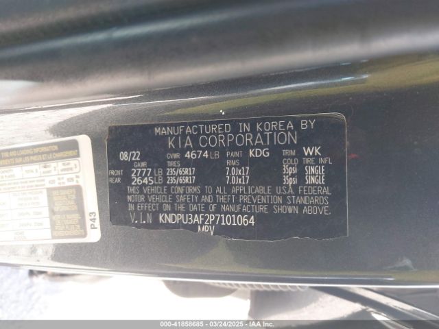 KNDPU3AF2P7101064 KIA Sportage Lx