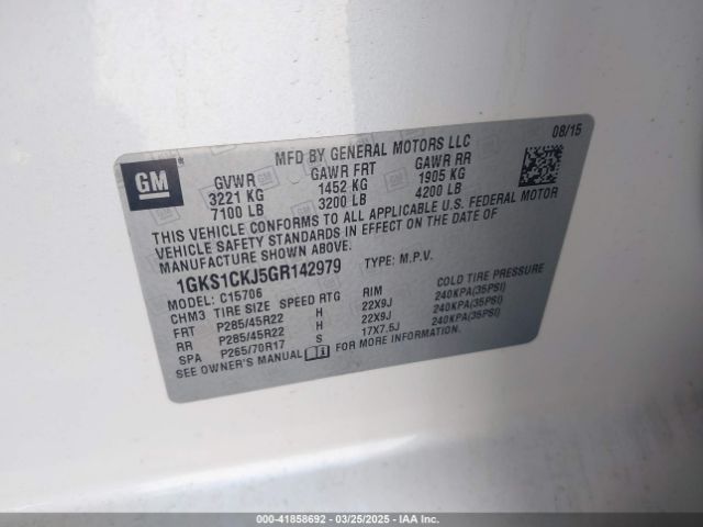 1GKS1CKJ5GR142979 GMC YUKON DENALI